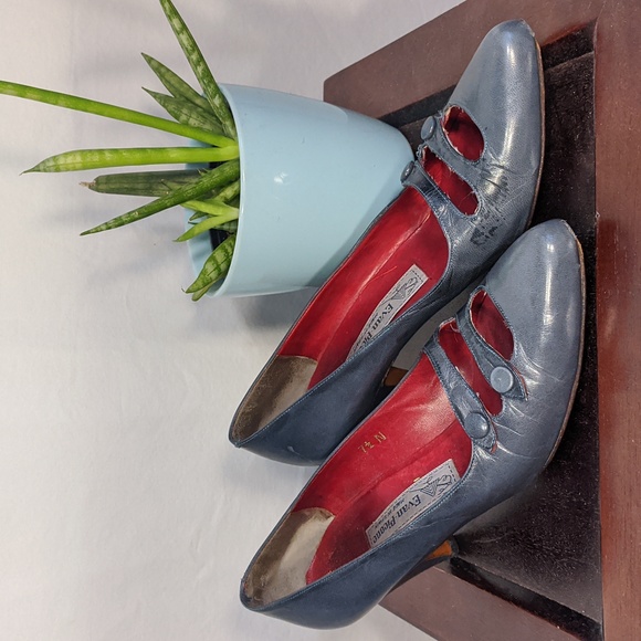 Vintage grey leather pumps by Evan Picone size 7.5 narrow - Picture 2 of 11